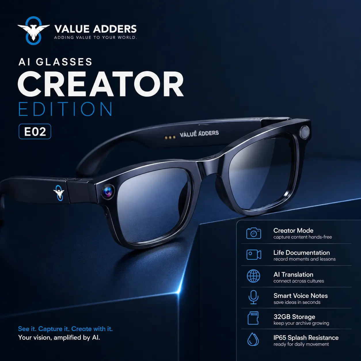 Value Adders AI Glasses Creator Edition dark product image