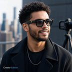 Value Adders AI Glasses Creator Edition worn by a creator with camera setup